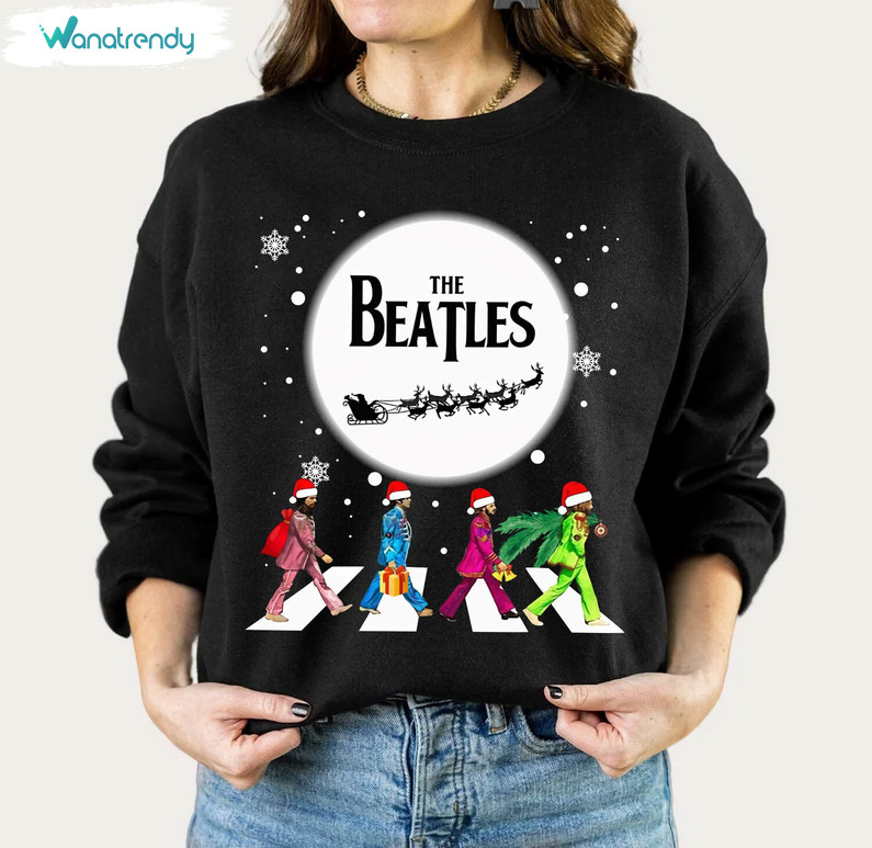 The Beatles Abbey Road Christmas Funny Shirt, Beatles Band Crewneck Sweatshirt Tee Tops