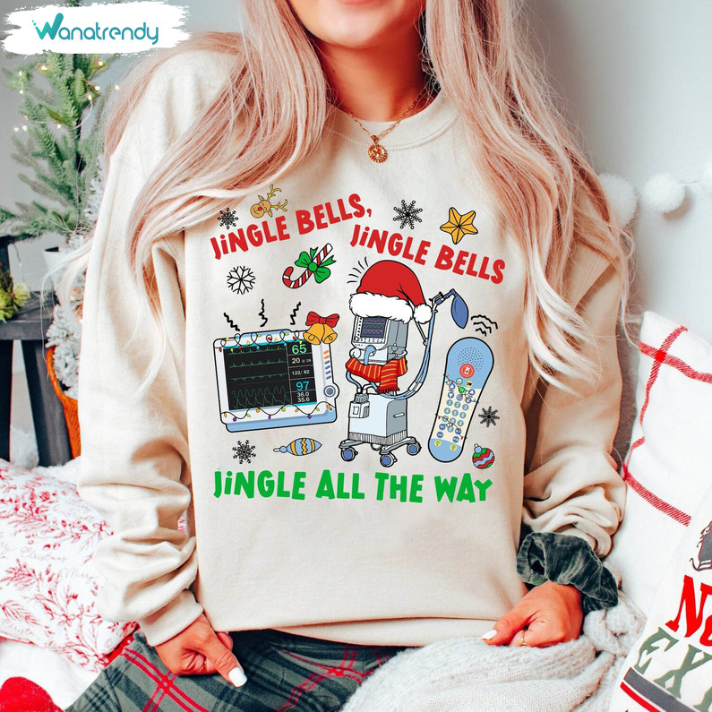 Christmas Icu Nurse Shirt, Jingle Bells Jingle All The Way Tee Tops Short Sleeve