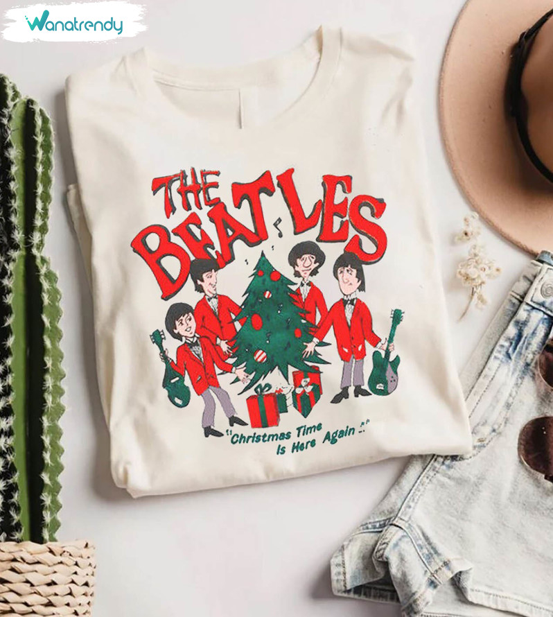 The Beatles Christmas Shirt, Rock And Roll Christmas Unisex T Shirt Short Sleeve