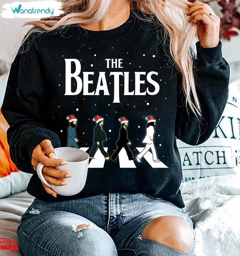 The Beatles Abbey Road Christmas Shirt, The Beatles Band Short Sleeve Sweater