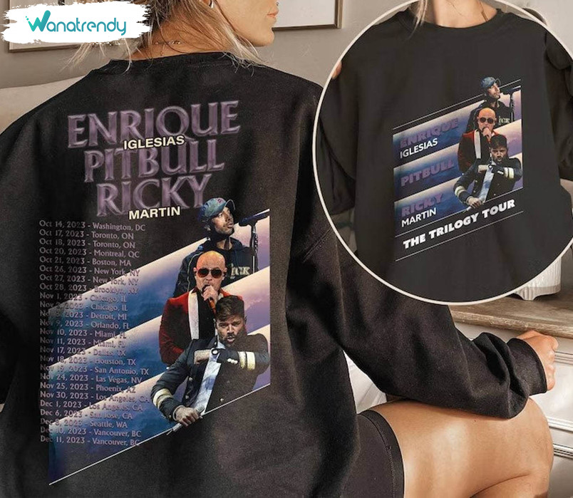 Enrique Iglesias Shirt, Trilogy 2023 Concert Crewneck Sweatshirt Tee Tops