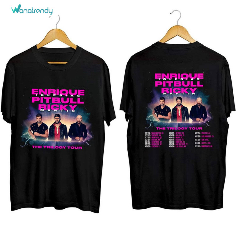 Enrique Iglesias X Pitbull X Ricky Martin Shirt, The Trilogy Tour 2023 Short Sleeve Crewneck Sweatshirt