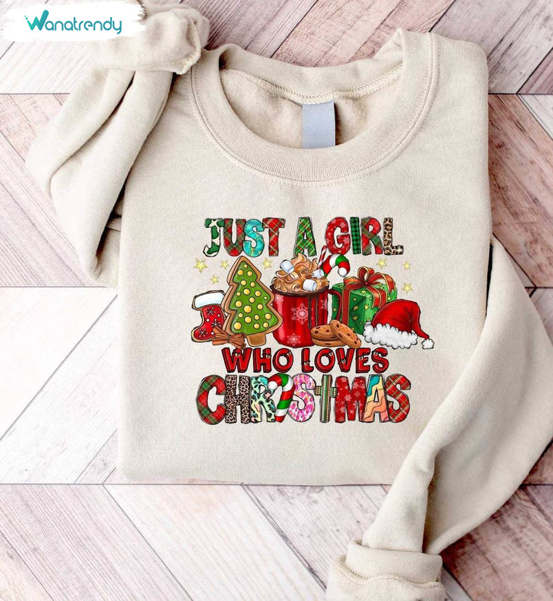 Just A Girl Who Loves Christmas Shirt, Cozy Winter Vibes Christmas Long Sleeve Unisex T Shirt
