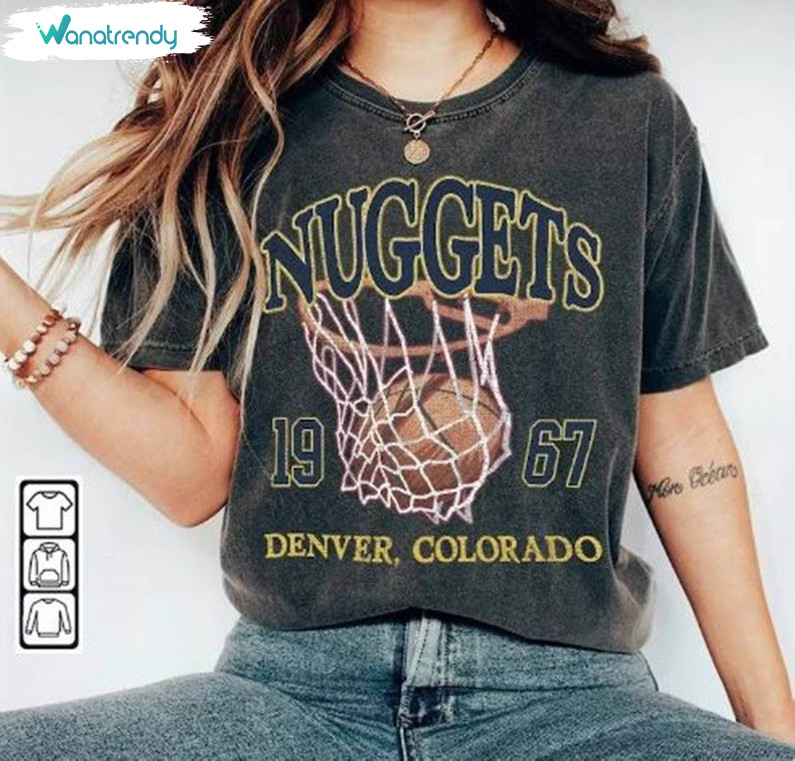 Denver Basketball Shirt, Vintage Nuggets Basketball Unisex T Shirt Long Sleeve