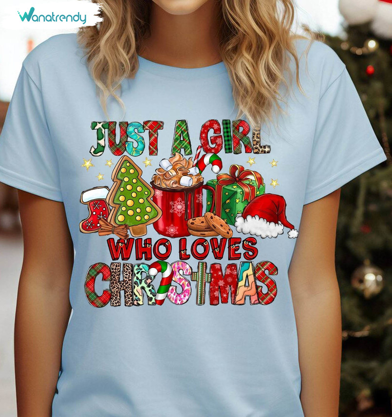 Just A Girl Who Loves Christmas Shirt, Christmas Candy Crewneck Sweatshirt Sweater