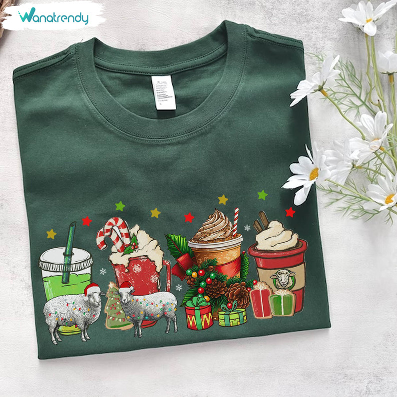 Sheep Christmas Shirt, Christmas Coffee Short Sleeve Long Sleeve