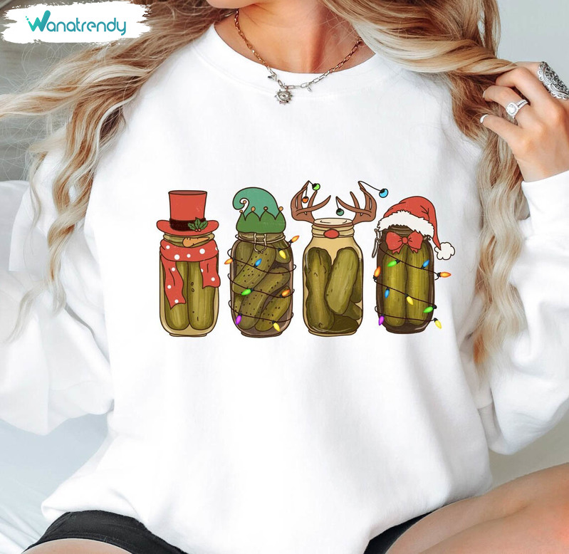 Retro Canned Pickles Shirt, Canning Season Crewneck Sweatshirt Long Sleeve
