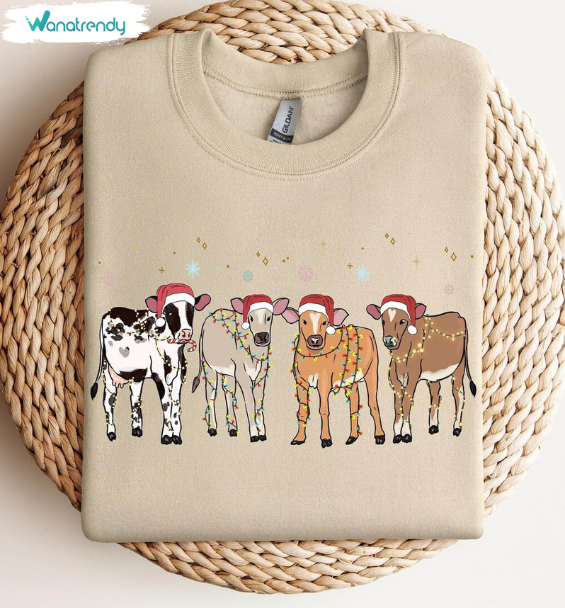 Christmas Cow Shirt, Funny Christmas Long Sleeve Unisex T Shirt