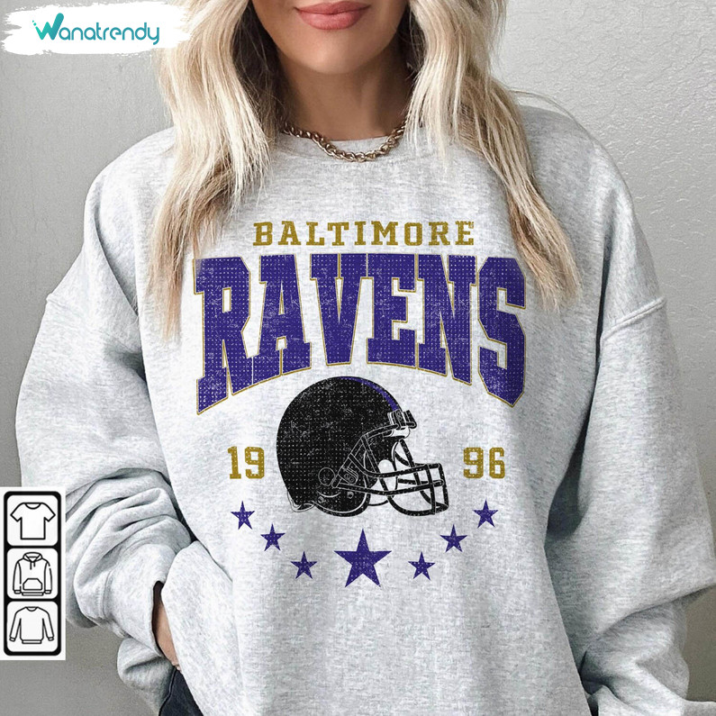 Baltimore Ravens Shirt, Vintage Football Tee Tops Crewneck Sweatshirt