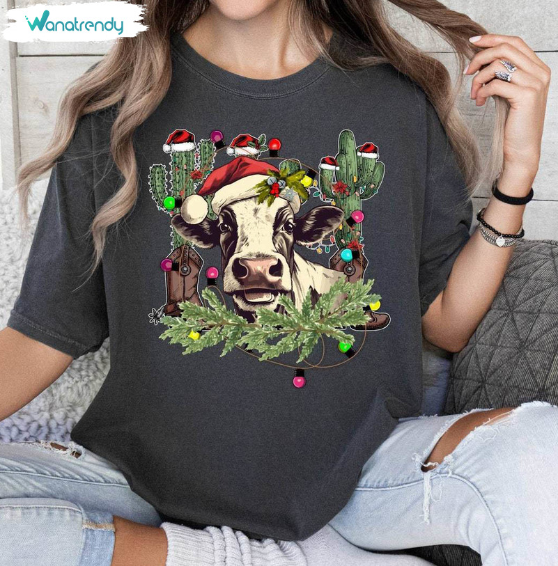 Cow Christmas Shirt, Animals Farm Short Sleeve Long Sleeve