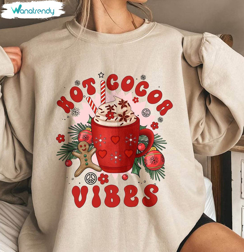 Hot Cocoa Vibes Shirt, Christmas Cute Long Sleeve Unisex T Shirt