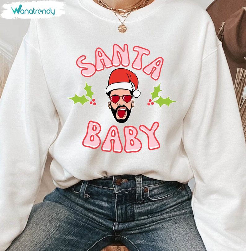 Santa Baby Bad Bunny Shirt, Cute Bad Bunny Short Sleeve Long Sleeve