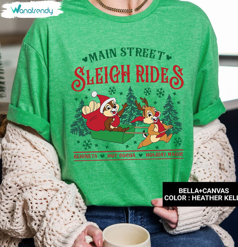 Main Street Sleich Rides Shirt, Funny Christmas Crewneck Sweatshirt Tee Tops