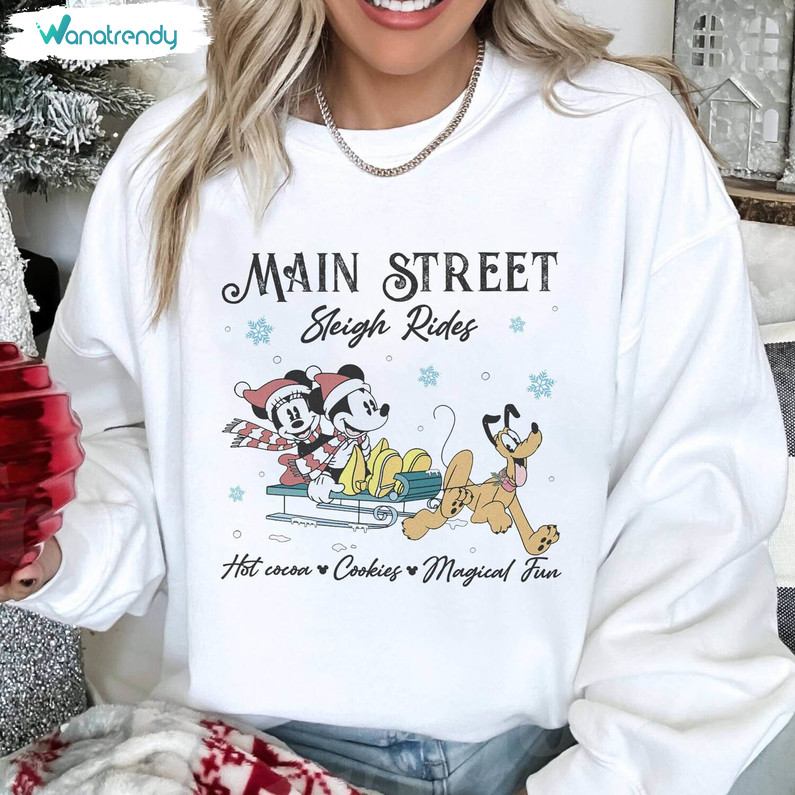 Main Street Sleigh Rides Shirt, Mickey And Friends Tee Tops Unisex Hoodie