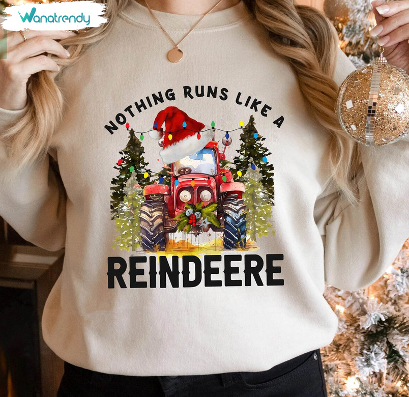 Nothing Runs Like A Reindeer Shirt, Retro Christmas Holiday Hoodie Crewneck Sweatshirt