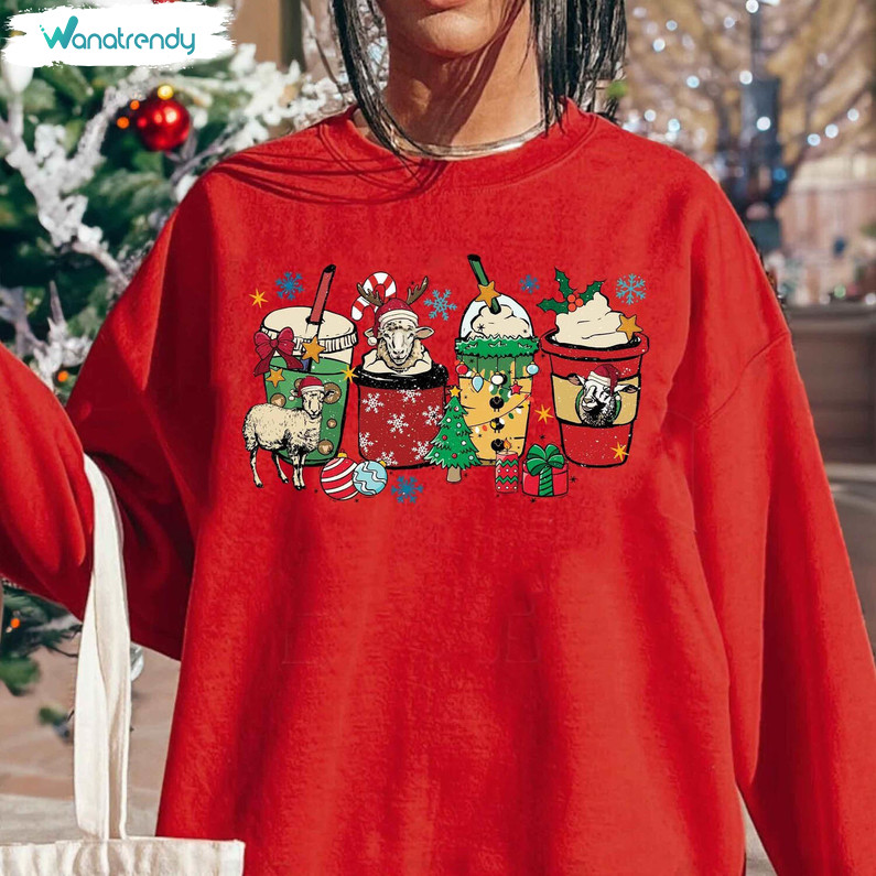 Sheep Christmas Coffee Shirt, Christmas Sheeps Crewneck Sweatshirt Sweater