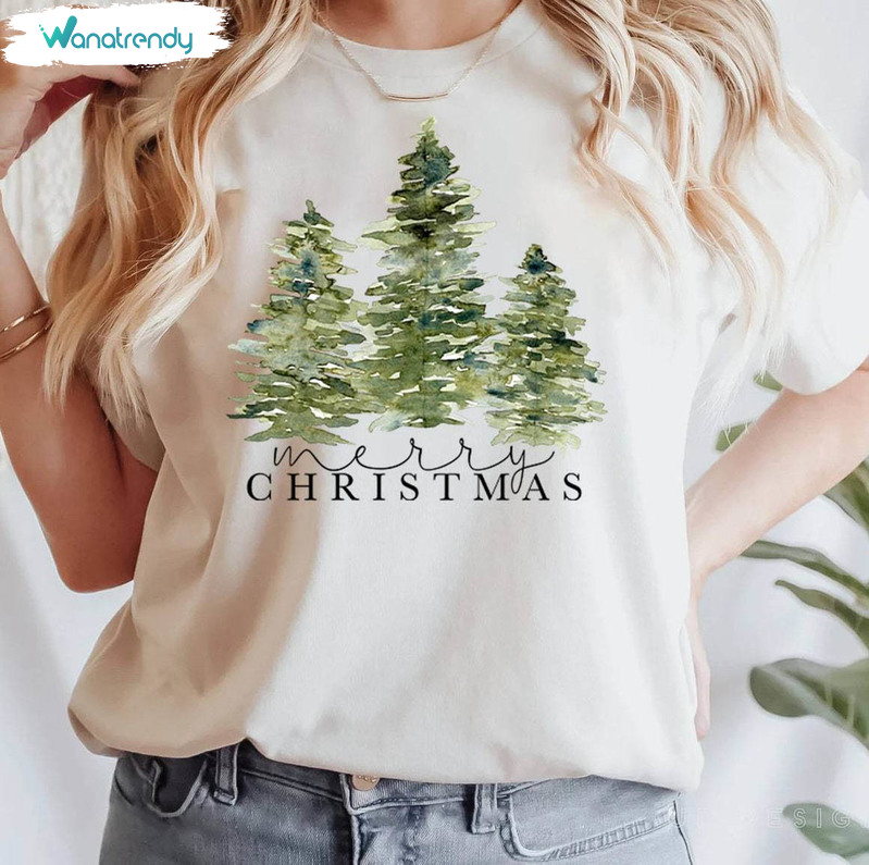 Christmas Trees Cute Shirt, Christmas Vintage Short Sleeve Sweater
