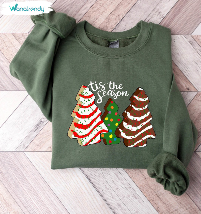 Christmas Tis The Season Shirt, Christmas Cake Tree Long Sleeve Unisex Hoodie