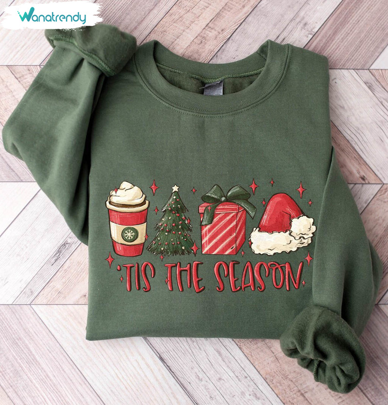 Tis The Season Coffee Shirt, Merry Christmas Tee Tops Sweater