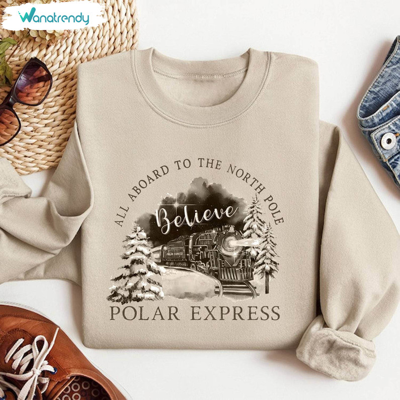 Polar Express Shirt, North Pole Christmas Train Long Sleeve Unisex T Shirt