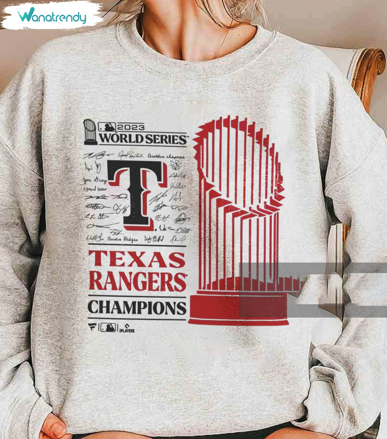 Texas Rangers 2023 Shirt, World Series Champions Signature Roster Short Sleeve Long Sleeve