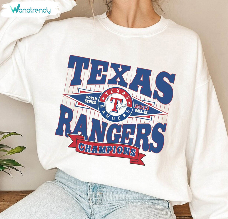 Vintage Texas Rangers Shirt, World Series Champions 2023 Crewneck Sweatshirt Long Sleeve