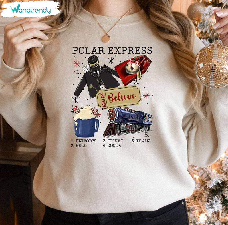 Believe Polar Express Shirt, Believe Christmas Crewneck Sweatshirt Long Sleeve