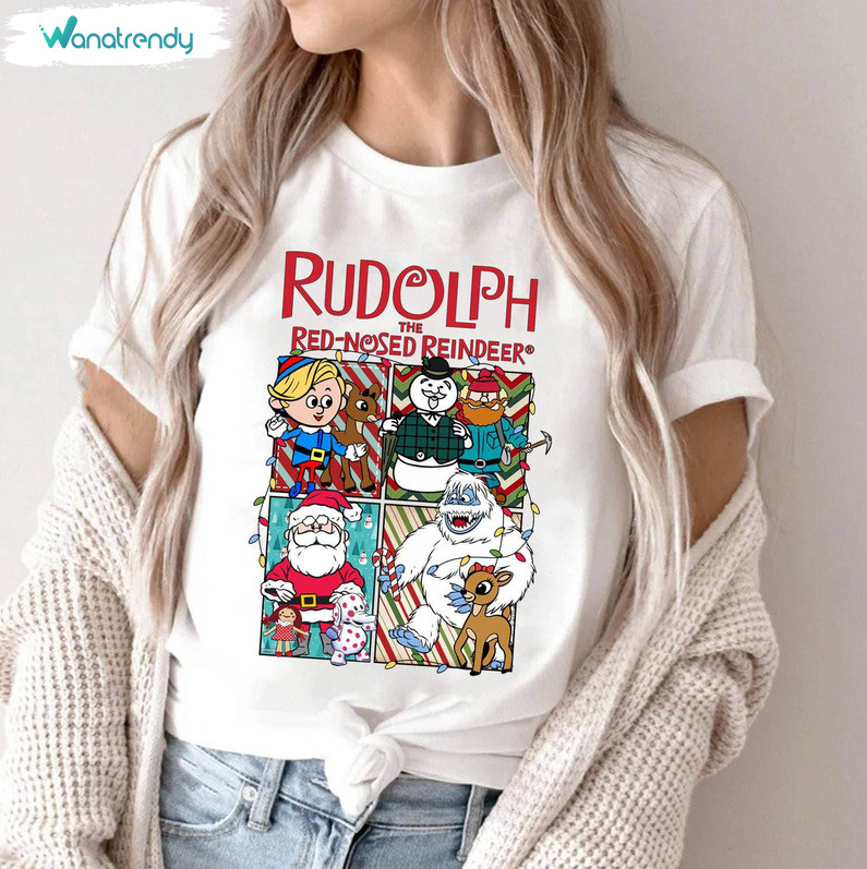 Rudolph The Red Nosed Reindeer Shirt, Christmas Funny Unisex Hoodie Crewneck Sweatshirt