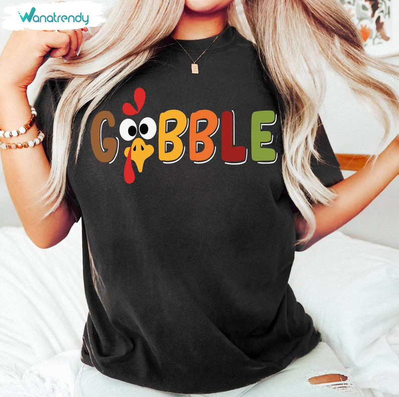 Gobble Gobble Thanksgiving Cute Shirt, Thanksgiving Turkey Unisex T Shirt Short Sleeve