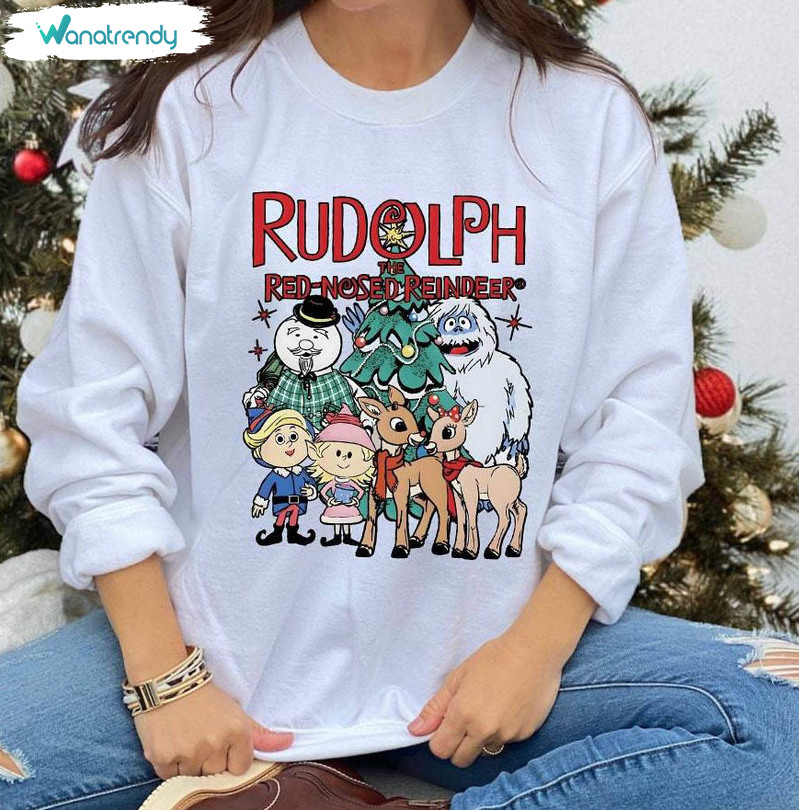 Rudolph The Red Nosed Reindeer Shirt, Rudolph Xmas Short Sleeve Tee Tops