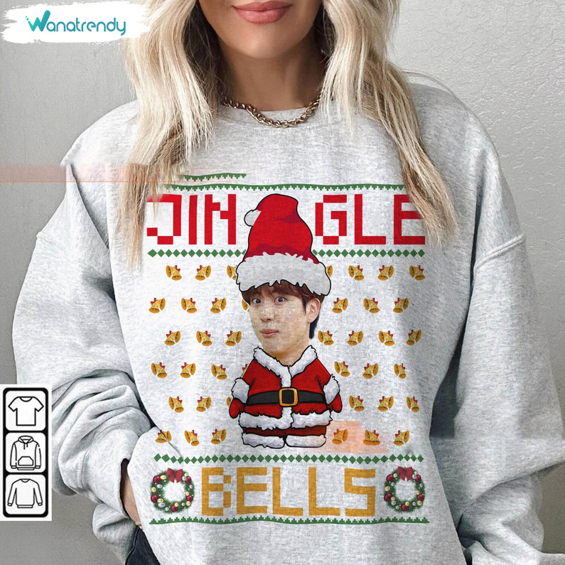 Bts Jin Funny Shirt, Christmas Kpop Santa Claus Unisex T Shirt Short Sleeve