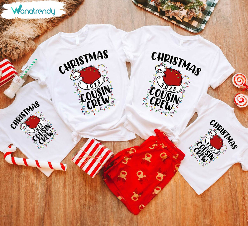 Cousins Crew Christmas Shirt, Matching Santa Couisns Long Sleeve Tee Tops