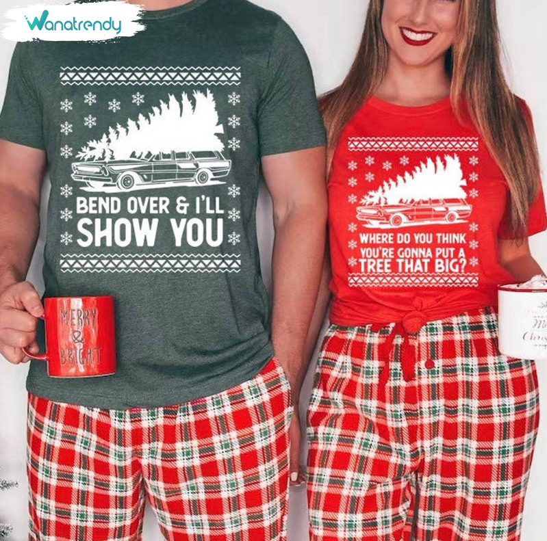Bend Over And I'll Show You Couple Shirt, Christmas Matching Hoodie Long Sleeve
