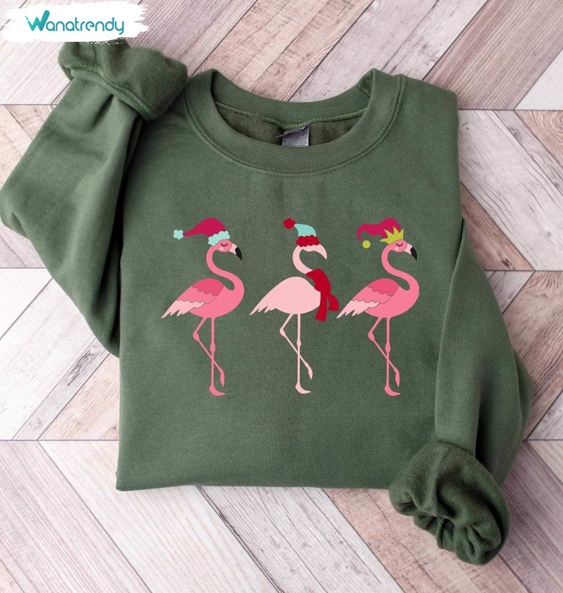 Christmas Flamingo Funny Shirt, Christmas Funny Unisex T Shirt Short Sleeve