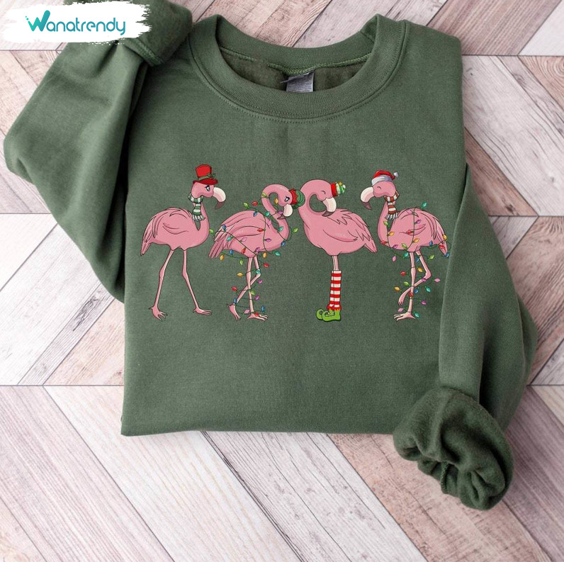 Flamingo Sweatshirt, Pink Flamingo Cute Tee Tops Crewneck Sweatshirt