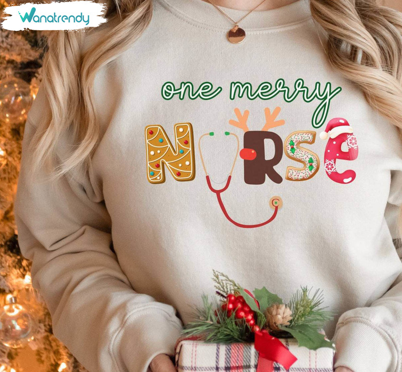One Merry Nurse Christmas Shirt, Nursing Student Crewneck Sweatshirt Long Sleeve