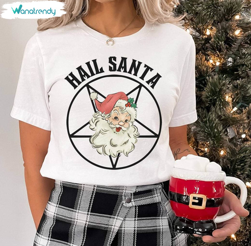 Hail Santa Goth Christmas Shirt, Funny Gothic Witchy Long Sleeve Sweater