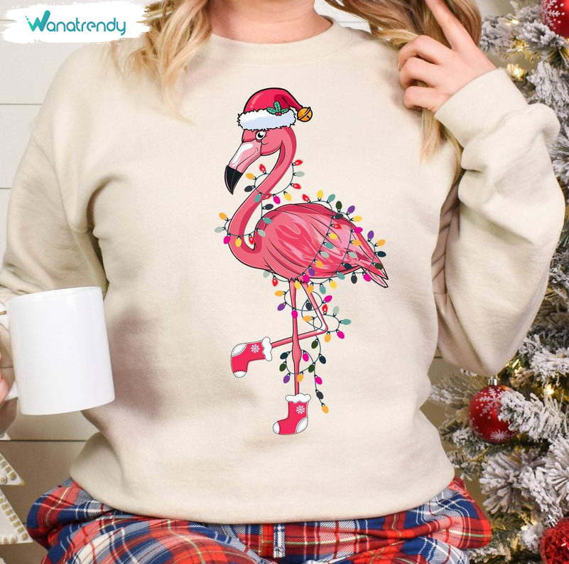 Chrismas Flamingo Shirt, Animal Christmas Crewneck Sweatshirt Unisex T Shirt