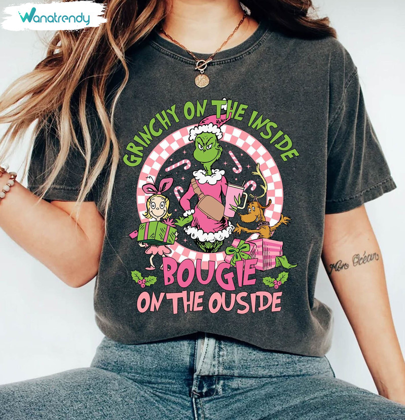 Grinchy On The Inside Bougie On The Outside Shirt, Boojee Grinch Long Sleeve Tee Tops
