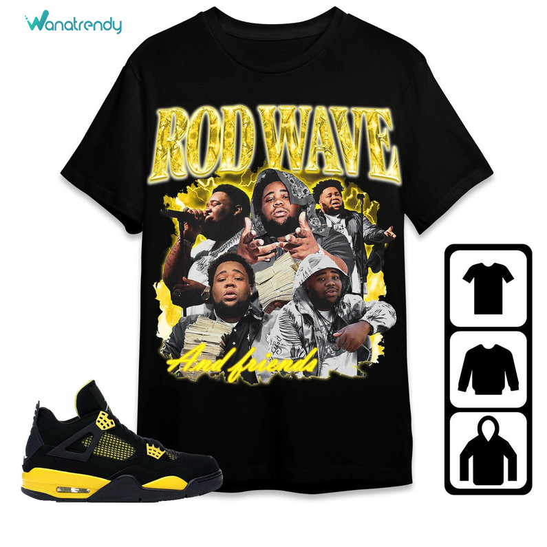 Rod Wave Shirt, Jordan 4 Thunder Crewneck Sweatshirt Long Sleeve