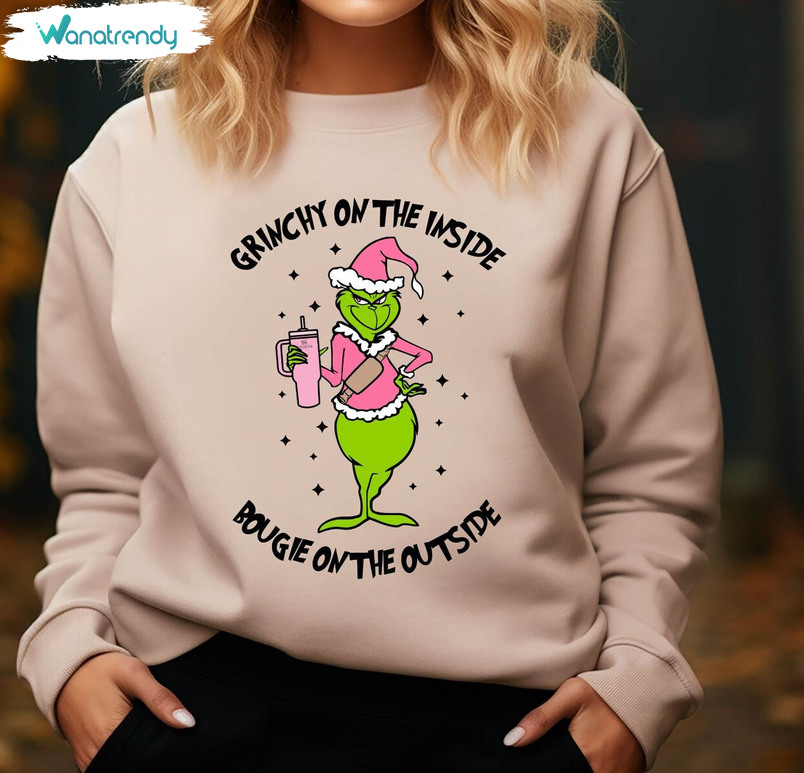 Grinchy And Bougie Cute Shirt, Christmas Funny Tee Tops Short Sleeve
