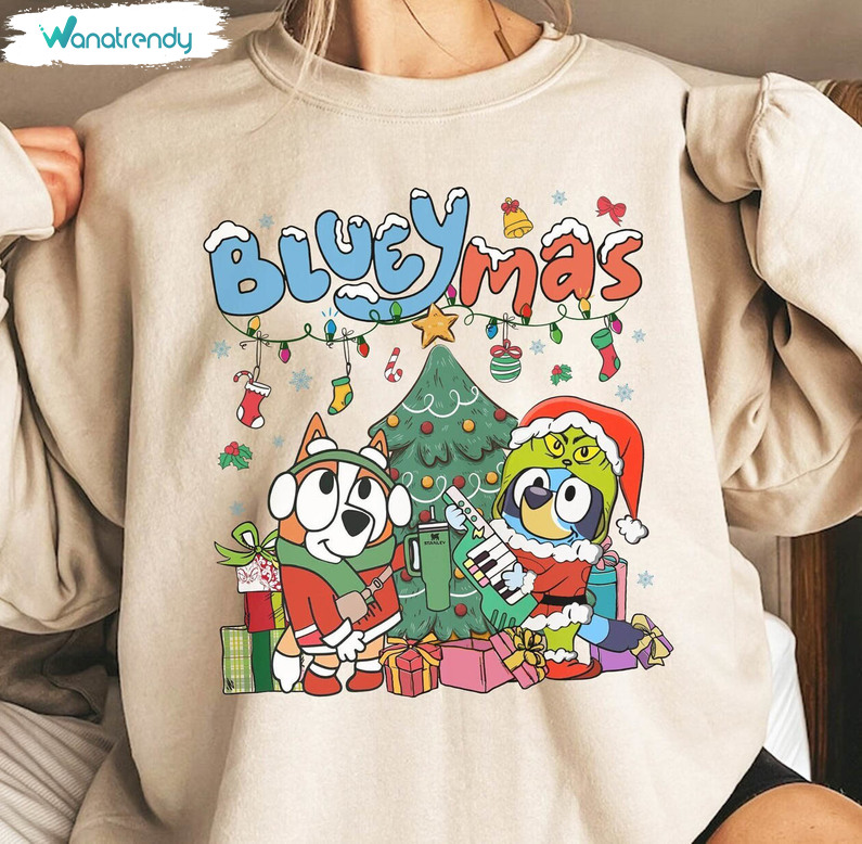 Bluey Christmas Shirt, Merry Christmas Unisex Hoodie Sweater