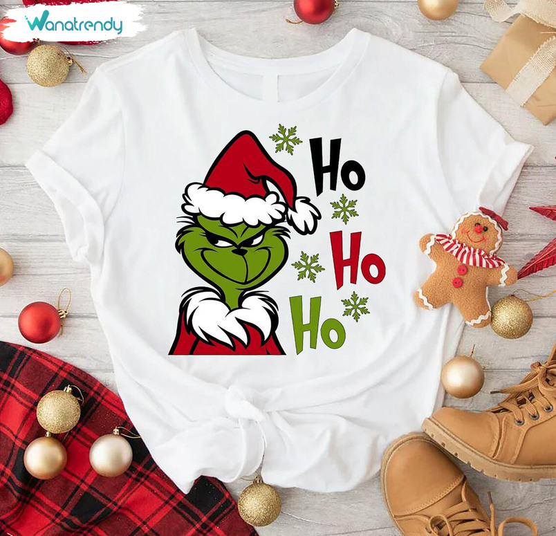Hohoho Grinch Christmas Shirt, Merry Grinchmas Family Unisex T Shirt Long Sleeve