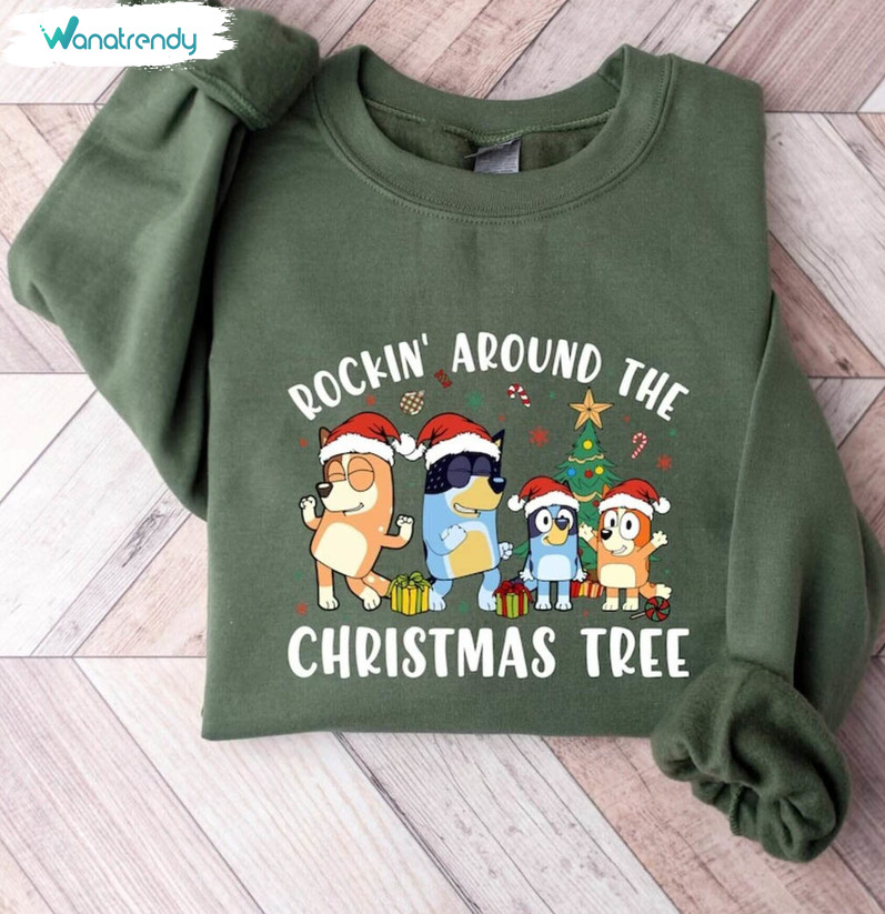 Bluey Christmas Cute Shirt, Christmas Tree Crewneck Sweatshirt Unisex Hoodie