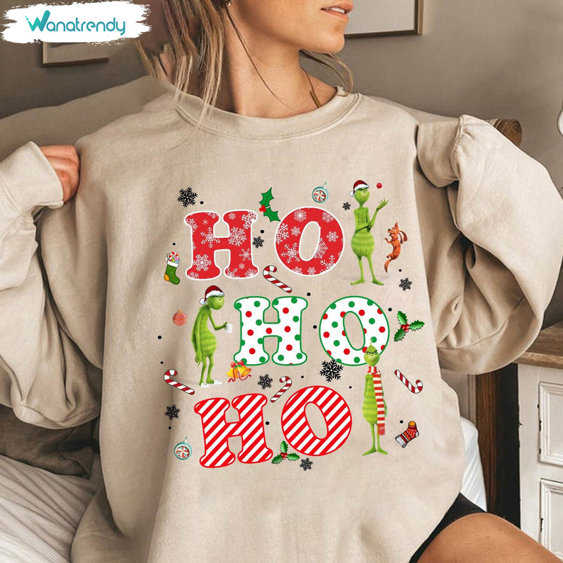 Ho Ho Ho Grinch Christmas Shirt, Merry Christmas Disney Unisex Hoodie Sweater