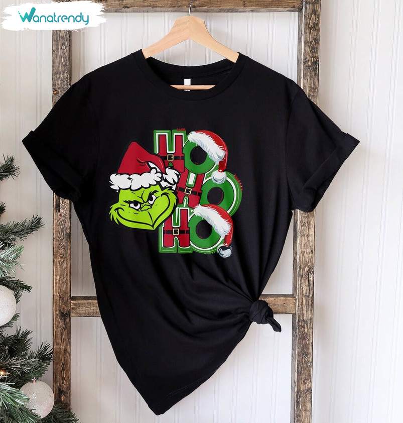 Hohoho Grinch Christmas Shirt, Merry Christmas Crewneck Sweatshirt Short Sleeve