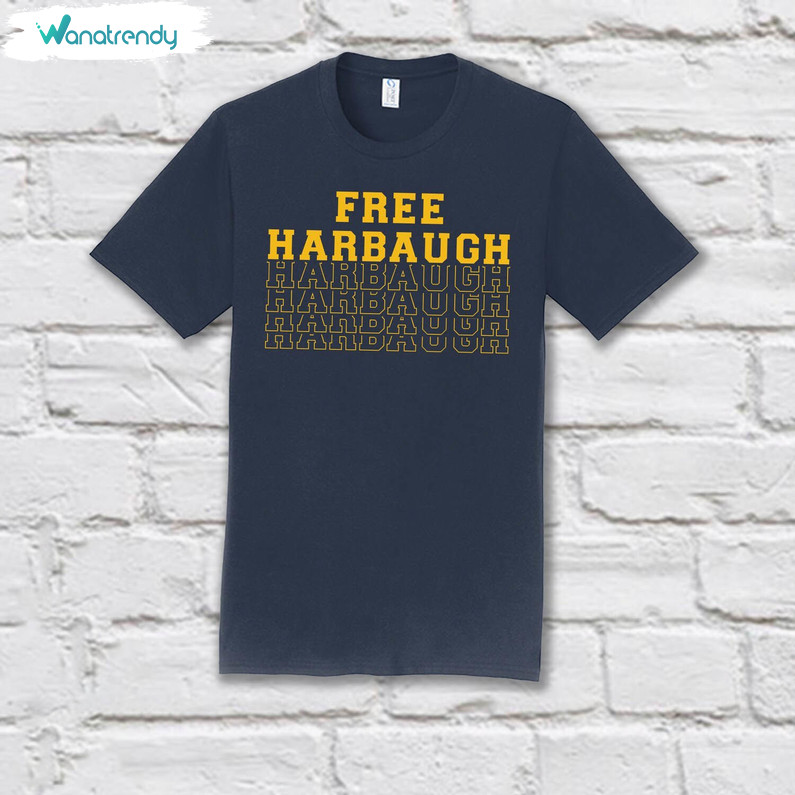 Free Harbaugh Faded Logo Shirt, Michigan Football Short Sleeve Long Sleeve