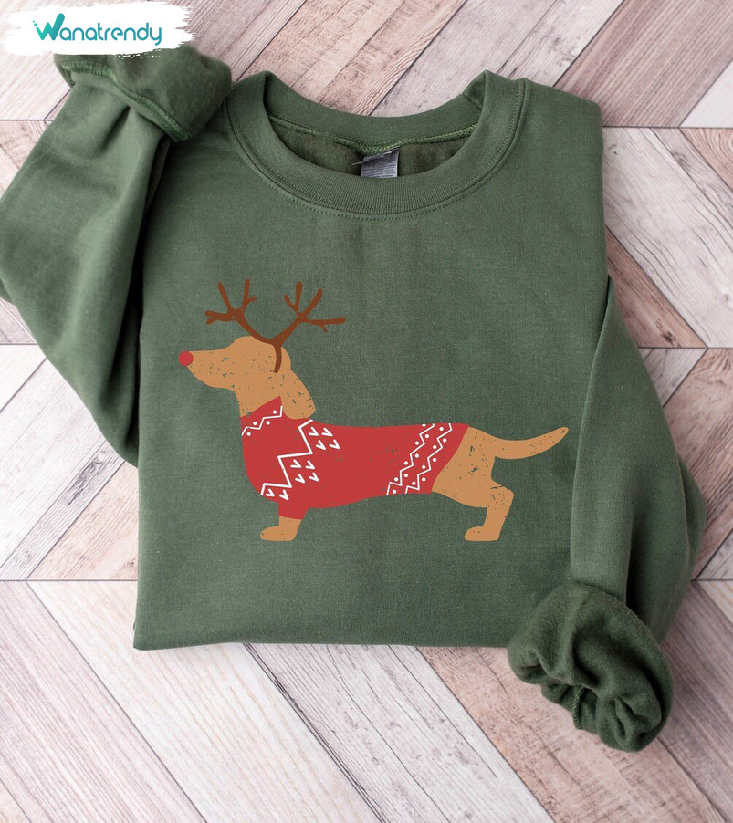 Dachshund Christmas Funny Shirt, Christmas Dog Crewneck Sweatshirt Long Sleeve