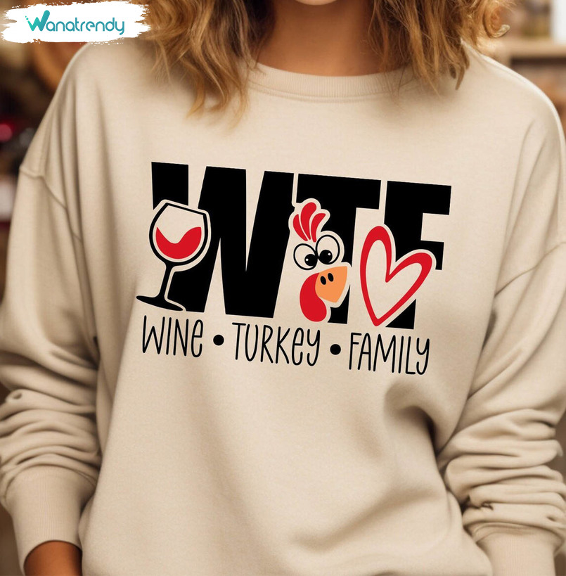 Wine Turkey Family Shirt, Thanksgiving Long Sleeve Tee Tops
