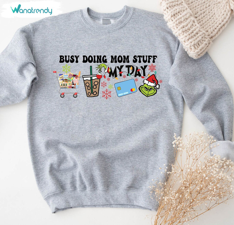 Busy Doing Mom Stuff Shirt, Shopping Coffee Mom Short Sleeve Sweater